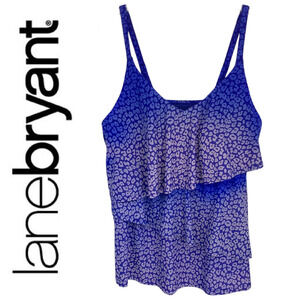 NEW Lane Bryant Sz 18 Tiered Leopard Blue Ombre Ruffle Tankini Swim Top NWOT